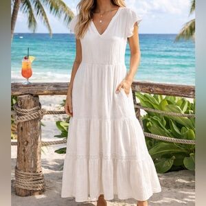 Magaschoni White Organic Cotton Maxi Dress
